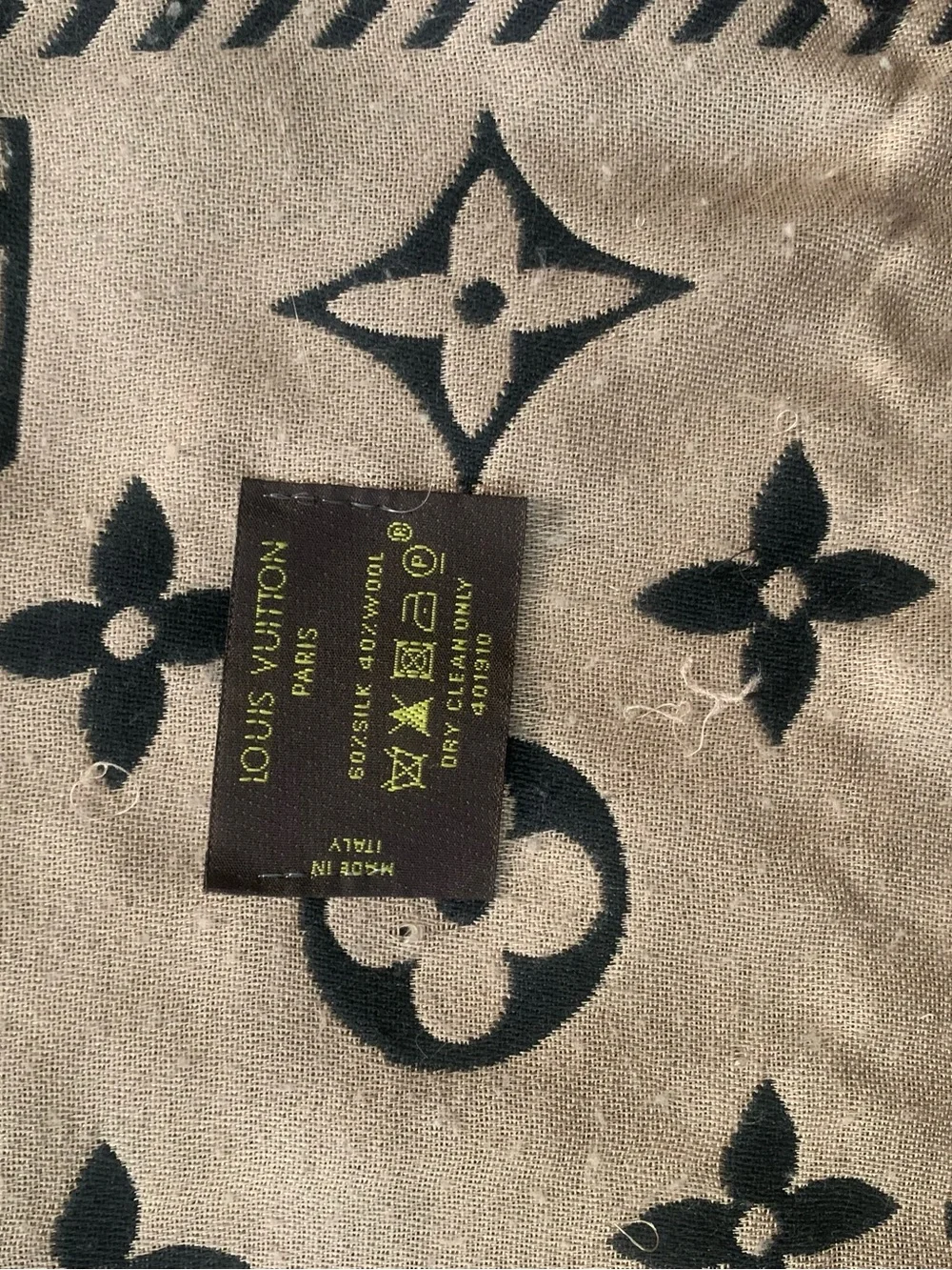 Louis Vuitton Black and Beige Monogram Shawl Scarf